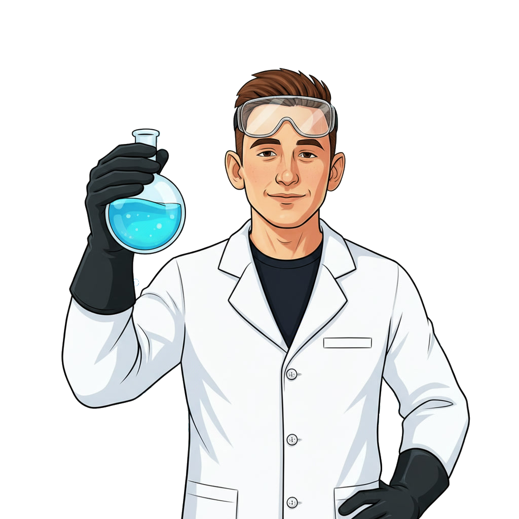 Jakub Miętus, korepetytor chemii, w koszulce z logo eduMint